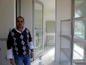 A job well done. Andy shows off the sparkling new facility.